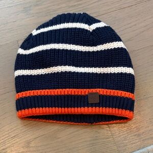 Janie and Jack Navy and Orange Striped Knit Hat